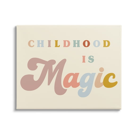 Stupell Industries Muted Childhood is Magic Inspirational Painting Gallery Wrapped Canvas Art Print Wall Art, 20 x 16
