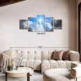 thumbnail image 2 of Elephant Stock Stairway To Jesus Christ Wall Art - Horizontal Multi Panel Canvas - Living Room Wall Decor - Religion And Spirituality Multi Panel - Gray And Blue Decor - 74" x 34", 2 of 8