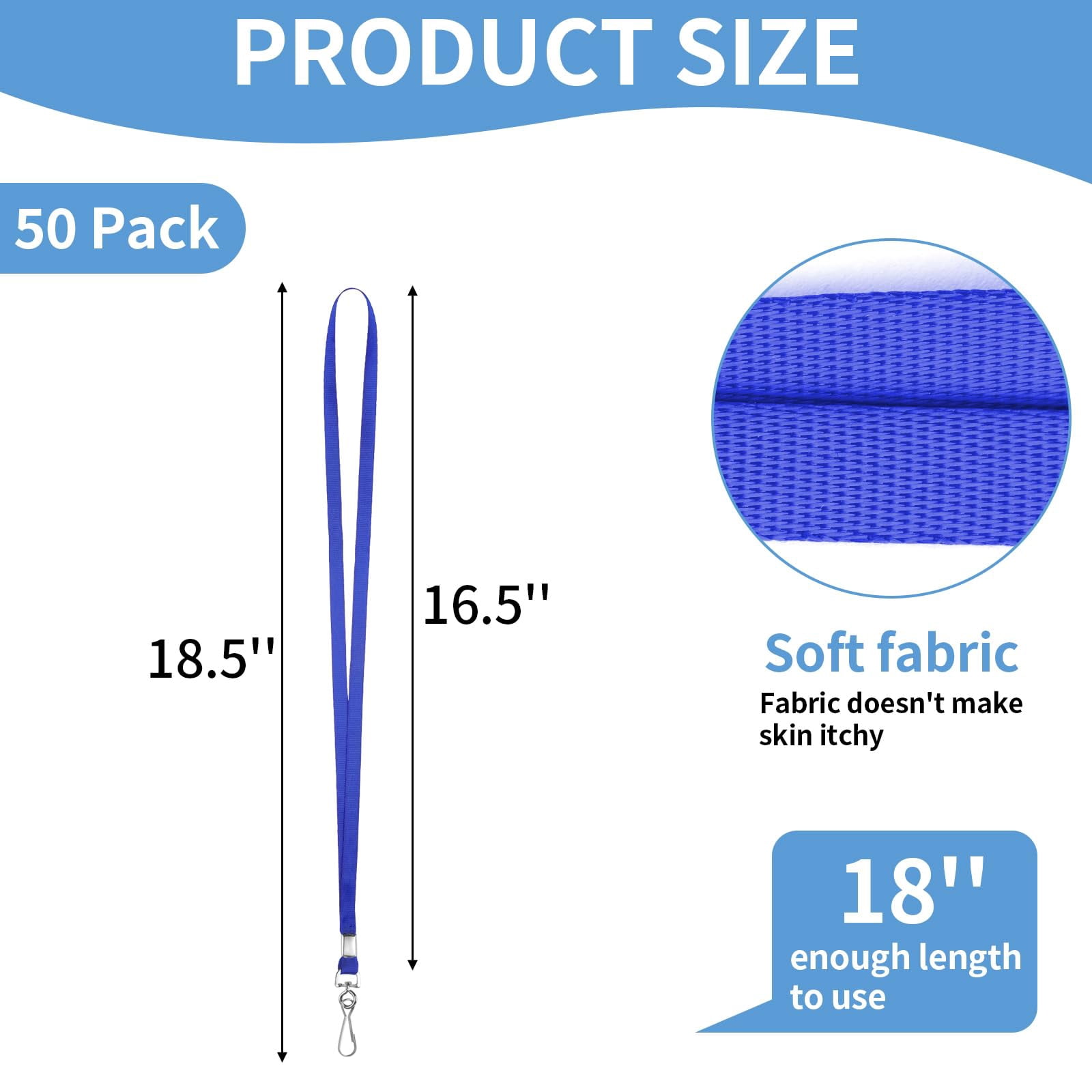 50/100 Pack Lanyards Bulk, Lanyards for Keys, Flat Neck Lanyard with Badge Clip Swivel Hook(Black, Blue, Navy Blue)
