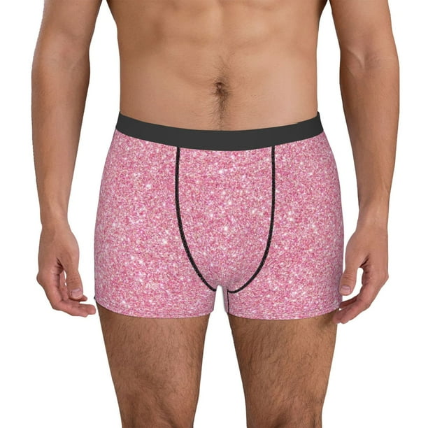 Balery Glitter Pink Calzoncillos bóxer para hombre, ropa interior de algodón suave y transpirable con cinturilla de nailon-Small