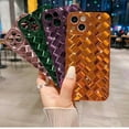 thumbnail image 5 of Compatible with iPhone 13 Case-6.1 Inch, Fashion 3D Woven Pattern Plating Phone Case, Grid Printed case for Women Girls Soft Silicone Shockproof Camera Protective Back Cover-Orange, 5 of 14