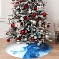 thumbnail image 5 of Pofeuu Blue White Fluid Art Print Christmas Tree Skirt, Merry Christmas Skirt Xmas Tree Ornaments for Xmas Holiday Party Decorations-30", 5 of 7