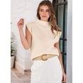 thumbnail image 4 of Women'S Mock Neck Sleeveless Sweater Vest Casual Cap Sleeve Knit Pullover Tank Tops 2025 Spring Summer Clothes Apricot S, 4 of 8