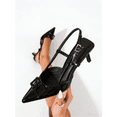 thumbnail image 4 of On feet& in love Women's Pointed Toe Patent PU Slingback Heels with Geometric Buckle - Black Dress Pumps for Office & Party - Size 6, 4 of 7