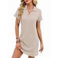 thumbnail image 3 of Women'S Solid Color Collared Loose Short-Sleeve T-Shirt Dress Color S, 3 of 10