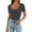 Dark Gray, variant on Women Short Sleeve Square Neck T Shirts 2024 Summer Slim Fitted Ribbed Knit Basic Casual Tee Tops