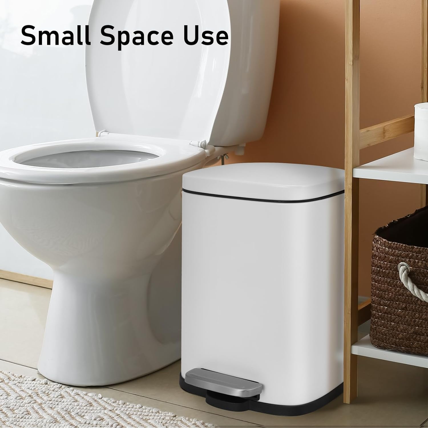 Arlopu Rectangular Step Trash Can with Lid, 13.2 gal & 1.3 gal Kitchen Garbage Can Combo, Stainless Steel, for Home Kitchen Bathroom