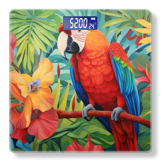 High Precision Body Weight Scale Smart Bathroom Scales with Large LCD Display(400lbs),Decorative for Bedroom-Macaw Parrot Perched On A Branch
