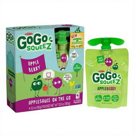 GoGo Squeez Apple Berry Applesauce 3.2 oz Pouches - Box of 12/4-Pack Boxes
