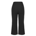 thumbnail image 6 of Women High Waist Capri Pants Elastic Waist Cropped Workout Yoga Pants with Pockets Tummy Control Leggings Pants Black M, 6 of 8