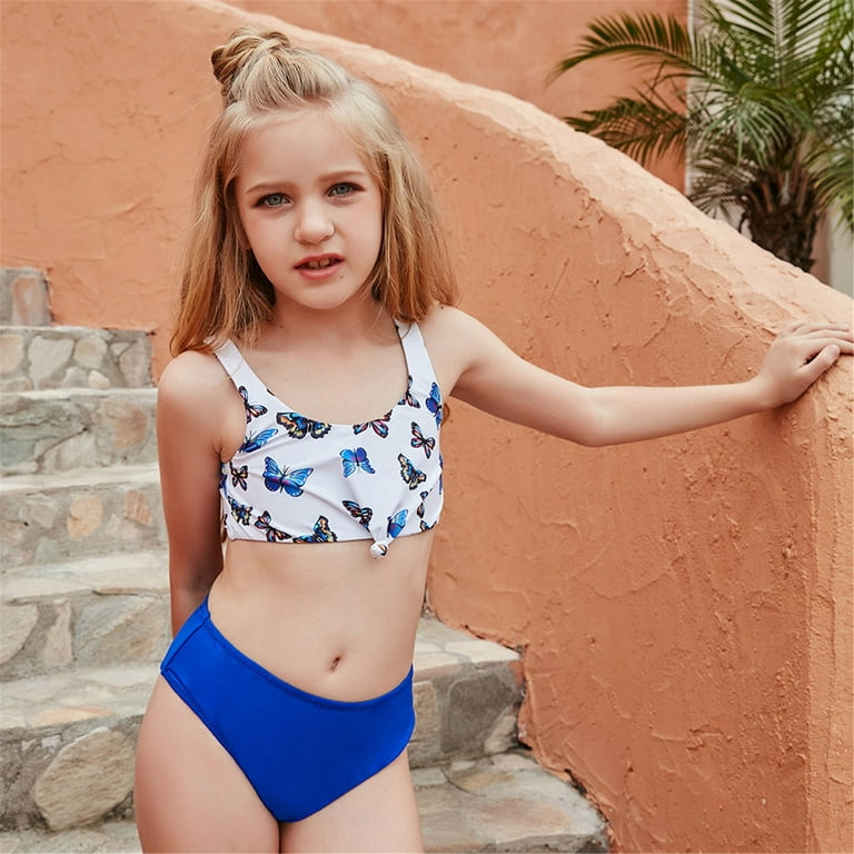 URMAGIC Girls Swimsuit Two Pieces Bikini Set, Sling Mermaid Scale Print  Bathing Suits for 7-12 Years Kid Girl