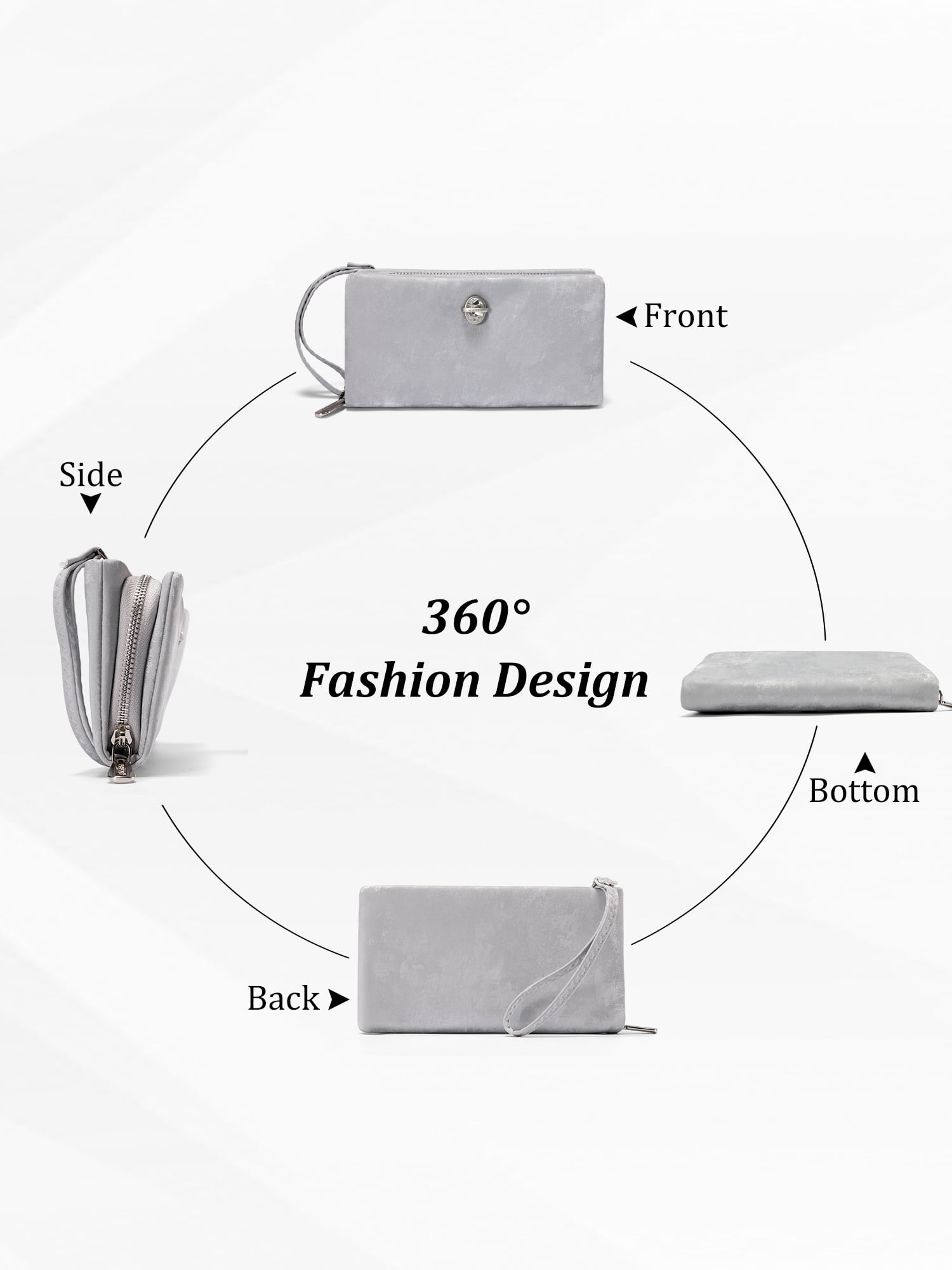 Punplita Women Wallet Leather Long Wallets for Women with Zipper and Card Holder