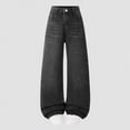 thumbnail image 2 of NOLDARES Girls Jeans Denim Elastic High Waisted Wide Leg Baggy Cargo Pants with Pockets 7-14 Years(Black,14-15 Years), 2 of 4