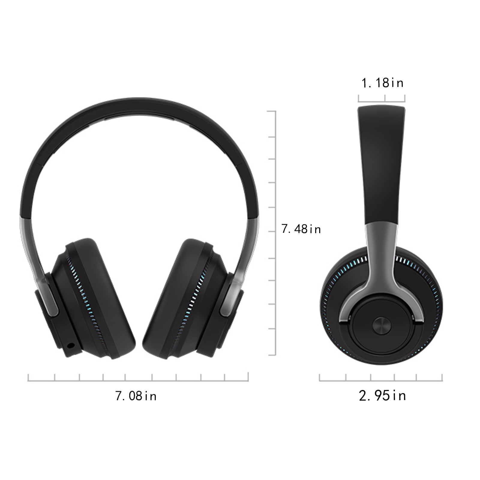 Bluetooth Headphones Over Ear, 80 Hrs Playtime Wireless Headphones with ENC Mic, Deep Bass EQ, Foldable Comfort for Travel, Gym & Commuting, Stocking Stuffers,Black