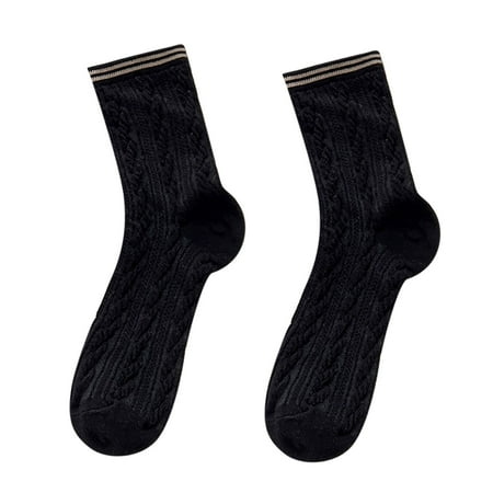

Heiheiup Women Autumn And Winter Three Jacquard Socks Middle Tube Twist Cotton Casual Simple Versatile over The Knee Stocking