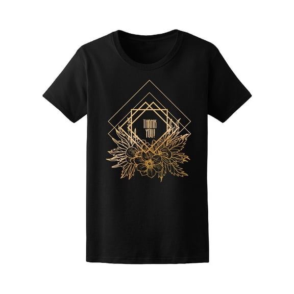 Golden Floral Leaves And Flowers Tee Women's -Image by Shutterstock