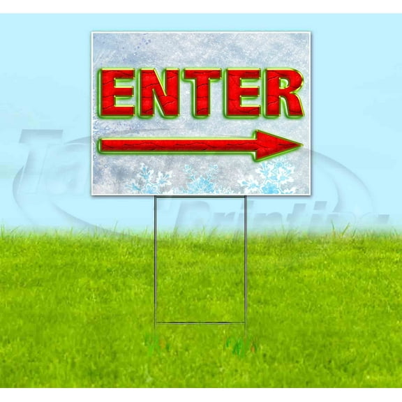 Enter Arrow (18" x 24") Yard Sign, Includes Metal Step Stake