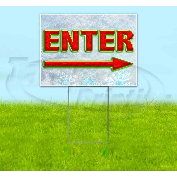 Enter Arrow (18" x 24") Yard Sign, Includes Metal Step Stake