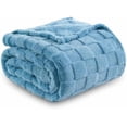thumbnail image 4 of Super Soft Throw Blanket Blue Premium Silky Flannel Fleece 3D Checkered Lightweight Bed Blanket All Season Use (Blue Checkered, Throw(50"x70")), 4 of 7