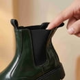 thumbnail image 5 of Unisex Platform Chelsea Boots - Chunky Lug Sole, Waterproof Slip-On Dress Boots, Glossy Vegan Leather, Casual Work Boots, 5 of 6