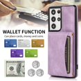 thumbnail image 5 of Dteck Case for Samsung Galaxy S21 Ultra 6.8-inch,Shockproof Rubber Case Card Holder Wallet Hybrid Leather Kickstand Protector Lightweight Cover for Galaxy S21 Ultra,Purple, 5 of 6