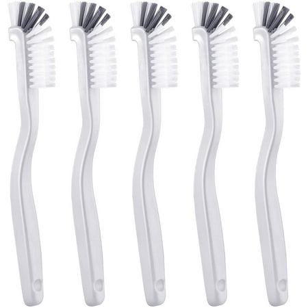 

5 Piece Cleaning Dish Scrub Brush Kitchen Sink Bathroom Brushes Household Pot Pan Dishwasher Edge Corners Grout Deep Cleaning Brush with Stiff Bristles (White and Black)