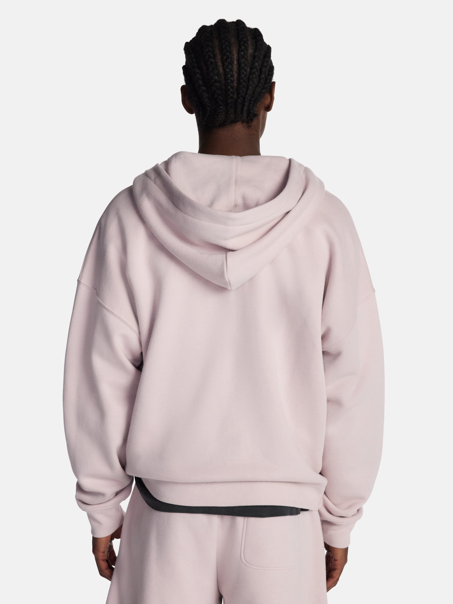 No Boundaries Boxy Oversized Fit Fleece Zip Hoodie Sweatshirt with Long Sleeves, Men's XS-4XLT