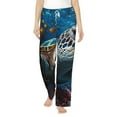 thumbnail image 2 of Goofa Ocean Coral Turtle Printed Soft Pajama Pants for Women, Wide Leg Comfy Casual Lounge Yoga Pants-Small, 2 of 9