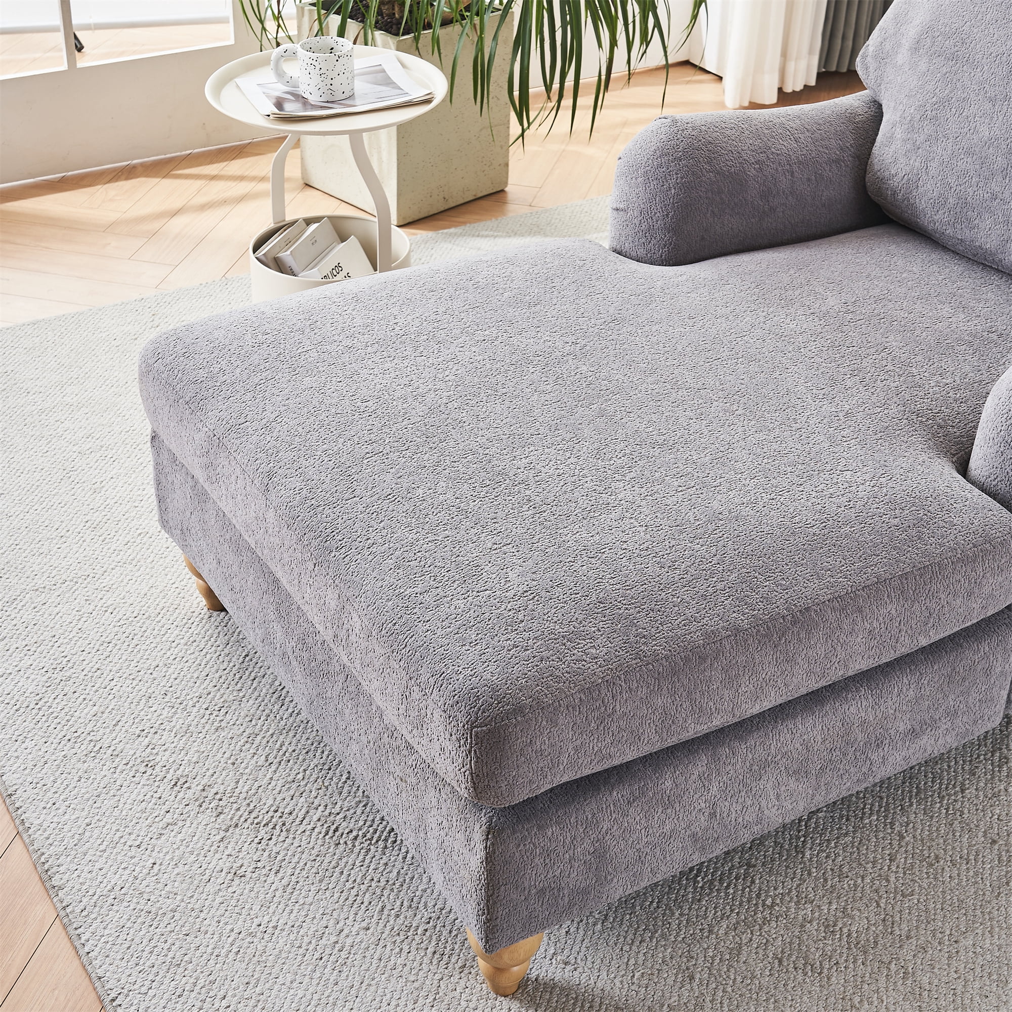 Aukfa Modern Oversized Chaise with Adjustable Backrest, Sleeper Chair Sofa Recliner for Living Room, Gray