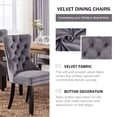 thumbnail image 3 of Tzicr Tufted Dining Chairs Set of 6, Upholstered Dining Chairs with Nailhead Back, Nailhead Trim, Velvet Dining Chairs for Kitchen/Bedroom/Dining Room(Dark Grey), 3 of 7