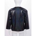 thumbnail image 4 of XUNZOO Kids Girls Sequin Tops Metallic Short Sleeve Bolero Shrug Open Front Cardigan Pageant Party Fancy Dress Up Black 140, 4 of 7