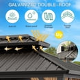 thumbnail image 5 of Hardtop Outdoor Gazebo – Galvanized Double Roof, 6 Sizes & Custom Colors for Patio/Garden (Black/Woodgrain Pillars), 5 of 7