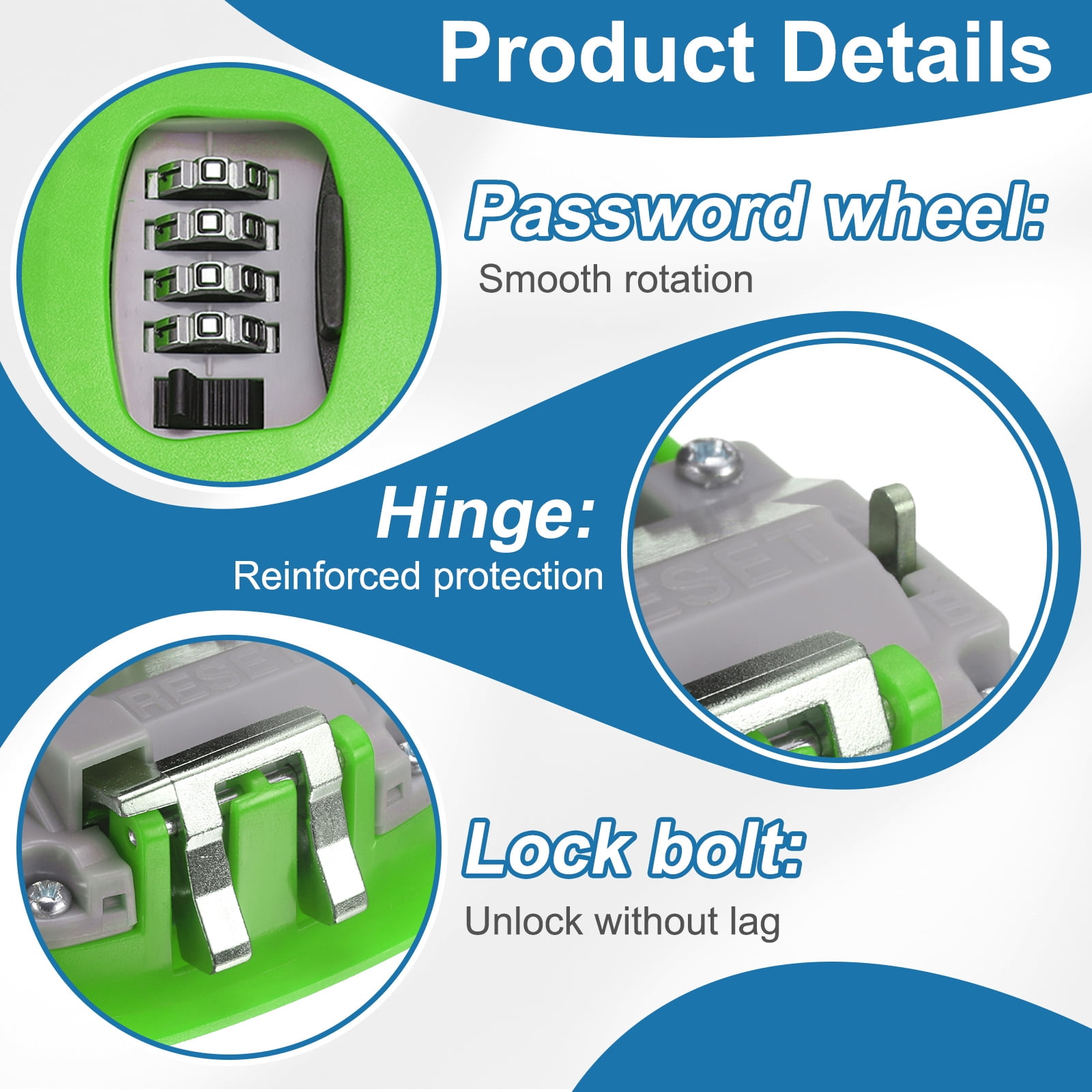 Uxcell Wall Mount Key Lock Box (4.5"x3.9"x1.8", Green) - 4 Digit Portable Combination Lockbox for Keys Safe Security Storage Resettable Code Lockbox for Home Office
