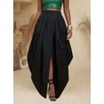 thumbnail image 4 of Black Oversized Pleated Maxi Skirt With Front Slit, Elegant Resort Style For Daily Wear And Parties, 4 of 7