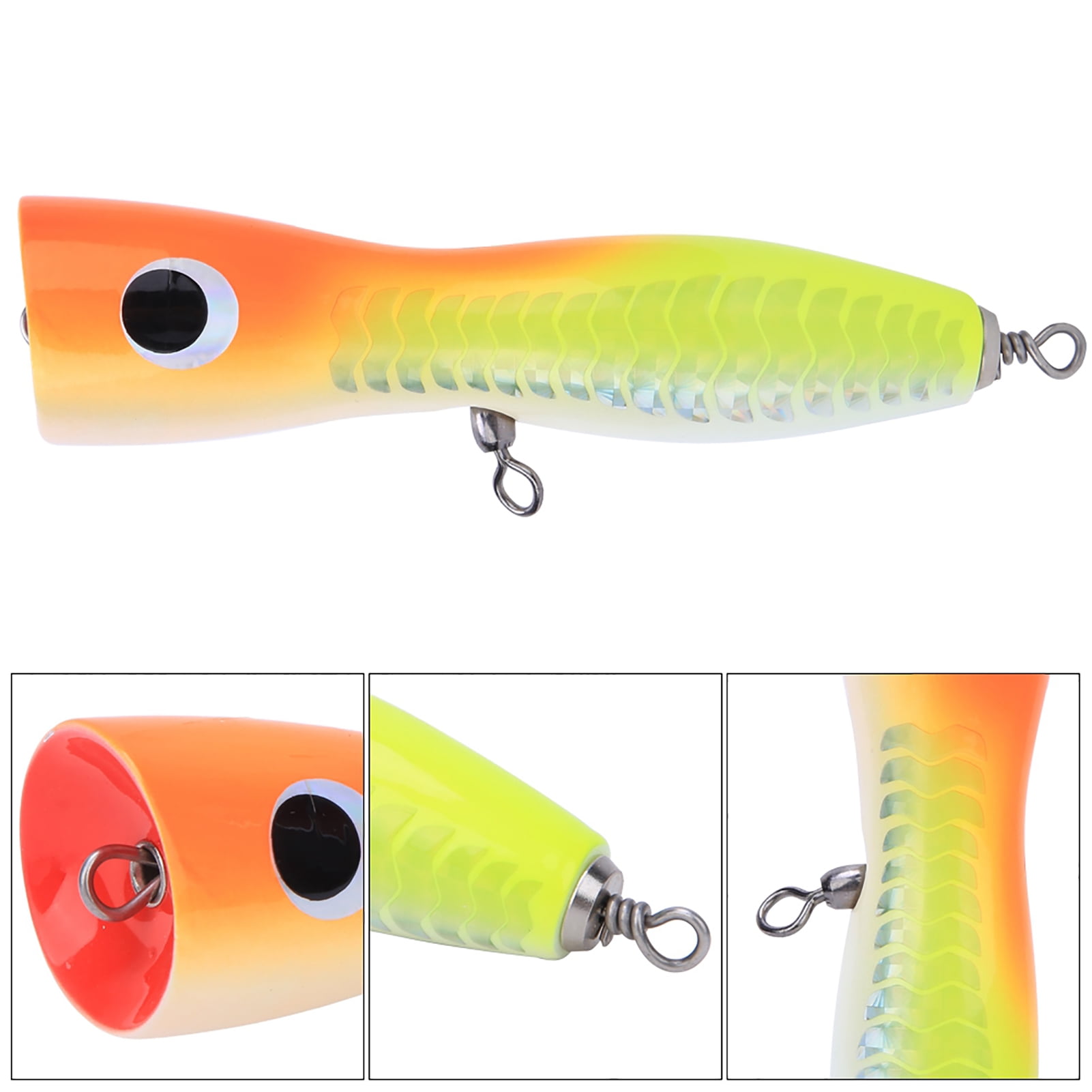 Large Artificial Popper Fish Lure Topwater Simulation Bait Wooden Fishing Tackle 