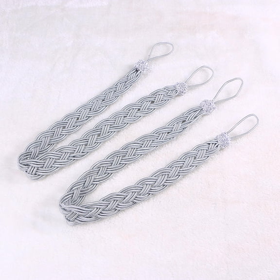 TAILTOSS Curtain Rope Tie Backs Braided Silver Grey For Window Dressing 2Pcs 11.8In x 0.98In x 0.59In
