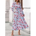 thumbnail image 3 of Vestido PRETTYGARDEN 2025 Floral Maxi de Manga Larga con Escote en V Talle M, 3 of 8