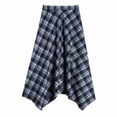 thumbnail image 7 of Dpjklzsn Women's Plaid Asymmetrical Midi Skirt, High Waisted Flowy A-Line Handkerchief Skirt, 7 of 7