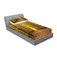 thumbnail image 2 of Ambesonne Fall Fitted Sheet & Pillow Sham Set, Pathway into the Forest, Twin, Yellow Brown, 2 of 2