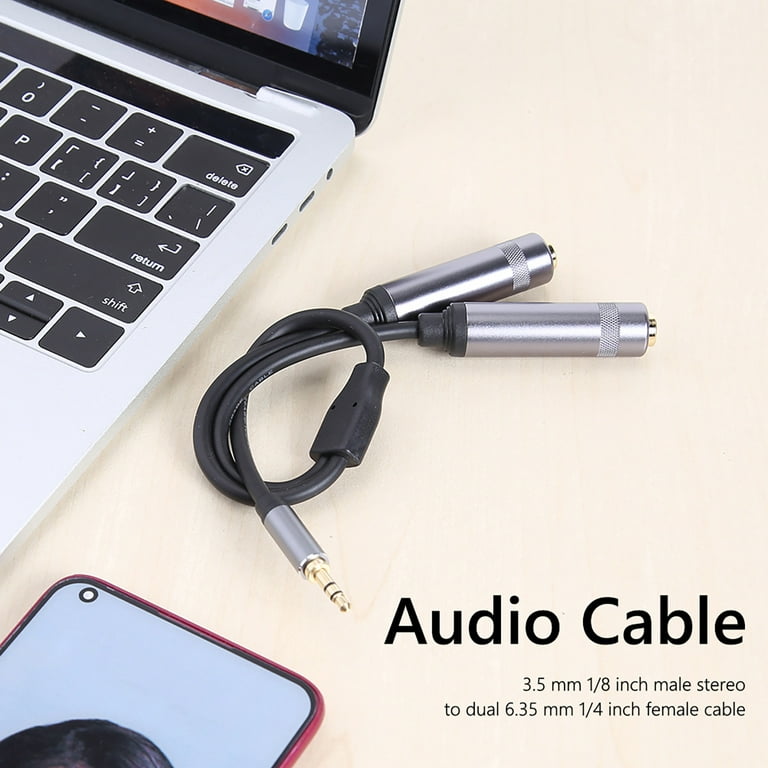 Ykohkofe 3.5 Aux 2 Double Jack To 3.5mm Mono Male Cable 6.35mm To 6.5  Portable Audio Accessories