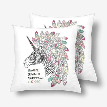 Gckg Aztec Zebra Unicorn Summer Art Print Throw Pillow Covers