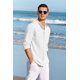 thumbnail image 3 of Camisa de lino para hombre, camisa de verano, camisa casual de corte regular para hombre, 3 of 4