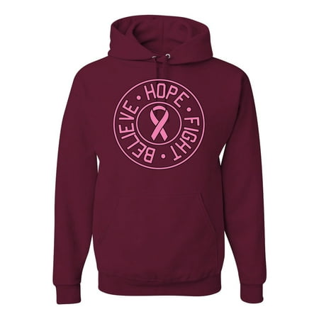 Believe Hope Awareness Unisex Graphic Hoodie Sweatshirt  Maroon  Small