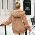 thumbnail image 6 of Enjoytime Winter Coats for Women Solid Color Fleece Zip Up Jacket Plus Size Fall Fashion Long Sleeve Hooded Outerwear Khaki L, 6 of 9