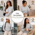 thumbnail image 6 of 3 Pack Women’s Oversized Crew Neck Sweatshirts – Fleece Lined Bulk Wholesale Pullover Sweaters for Charities & Events –Gray-L, 6 of 8