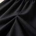 thumbnail image 4 of Women's Linen Blend Wide Leg Culottes Pants Elastic Waist with Gathered Pleats Breathable Loose Fit Mid-Length Trousers for Spring Summer Black XXL(XXL), 4 of 5