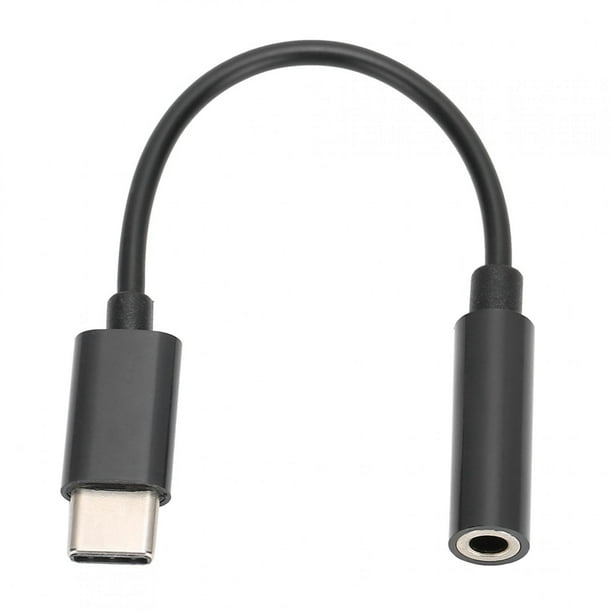 Adaptador USB tipo C a conector de audio auxiliar de 3,5 mm, cable para auriculares, USB, color negro (negro)