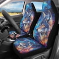 thumbnail image 2 of XYZCANDO Front Seats Protector Polyester Car Seat Covers Car Accessories Durable Washable SUV Van, Colorful Wolf Pattern, 2 of 10