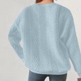thumbnail image 4 of Womens Oversized Pullover Sweater Crew Neck Solid Color Sweatshirt Casual Long Sleeve Loose Fall Winter Top Fashion (Light Blue 2XL), 4 of 7