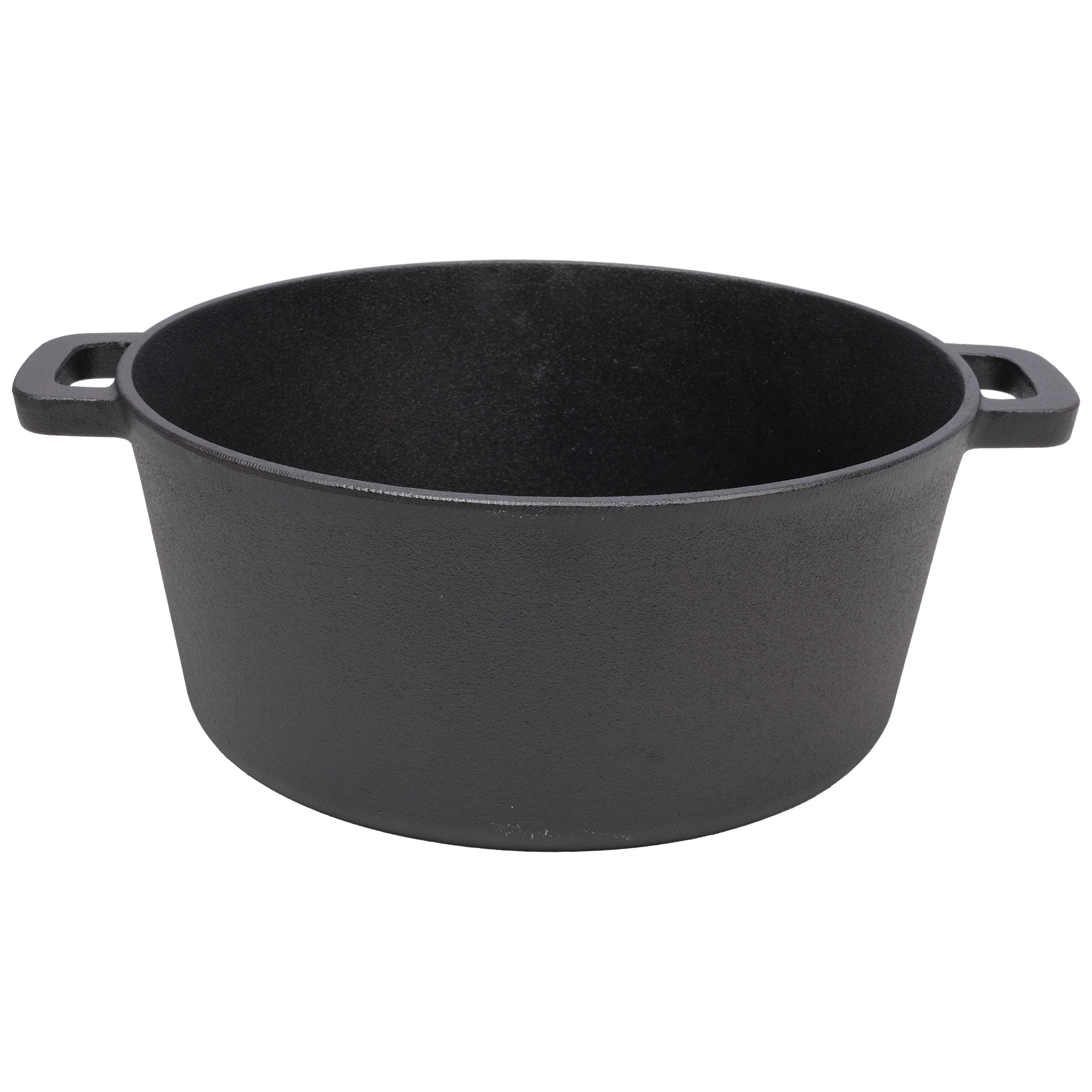 3-in-1 Pre-Seasoned Cast Iron Dutch Oven with Ribbed Skillet Lid and Pot Rack, 5-Quart Camping Cookware, Black